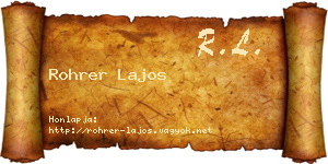 Rohrer Lajos névjegykártya